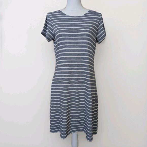 Sail to Sable Dresses & Skirts - Sail to Sable STS Dress Womens M Blue White Stripe Preppy Coastal Knit Zip